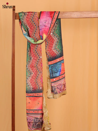 Multi Colour Floral Print Semi Dola Dupatta