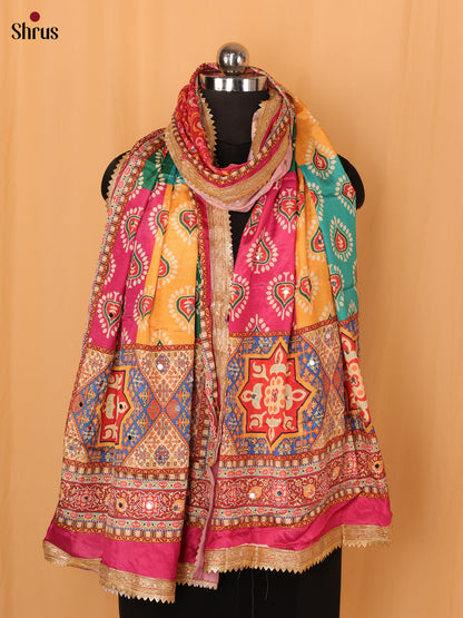Multi Colour Floral Print Semi Dola Dupatta