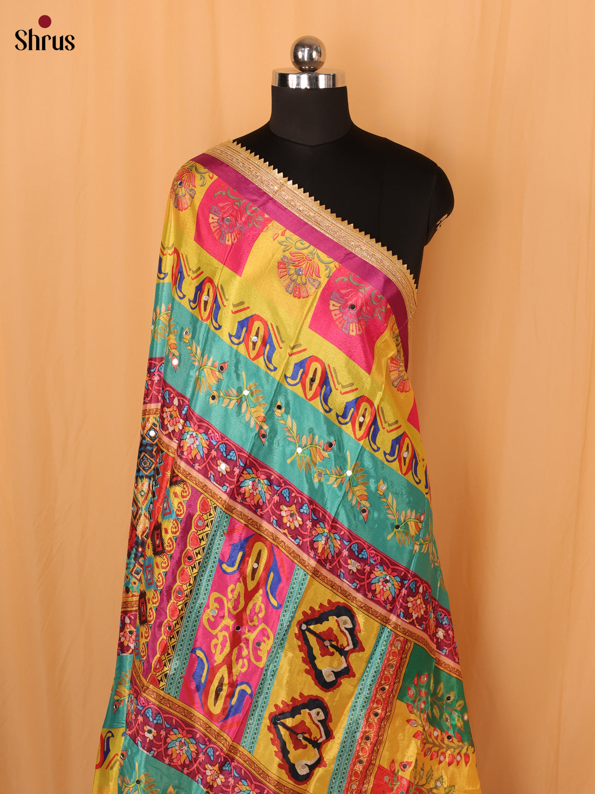 Multi Colour Geometric Semi Dola Dupatta