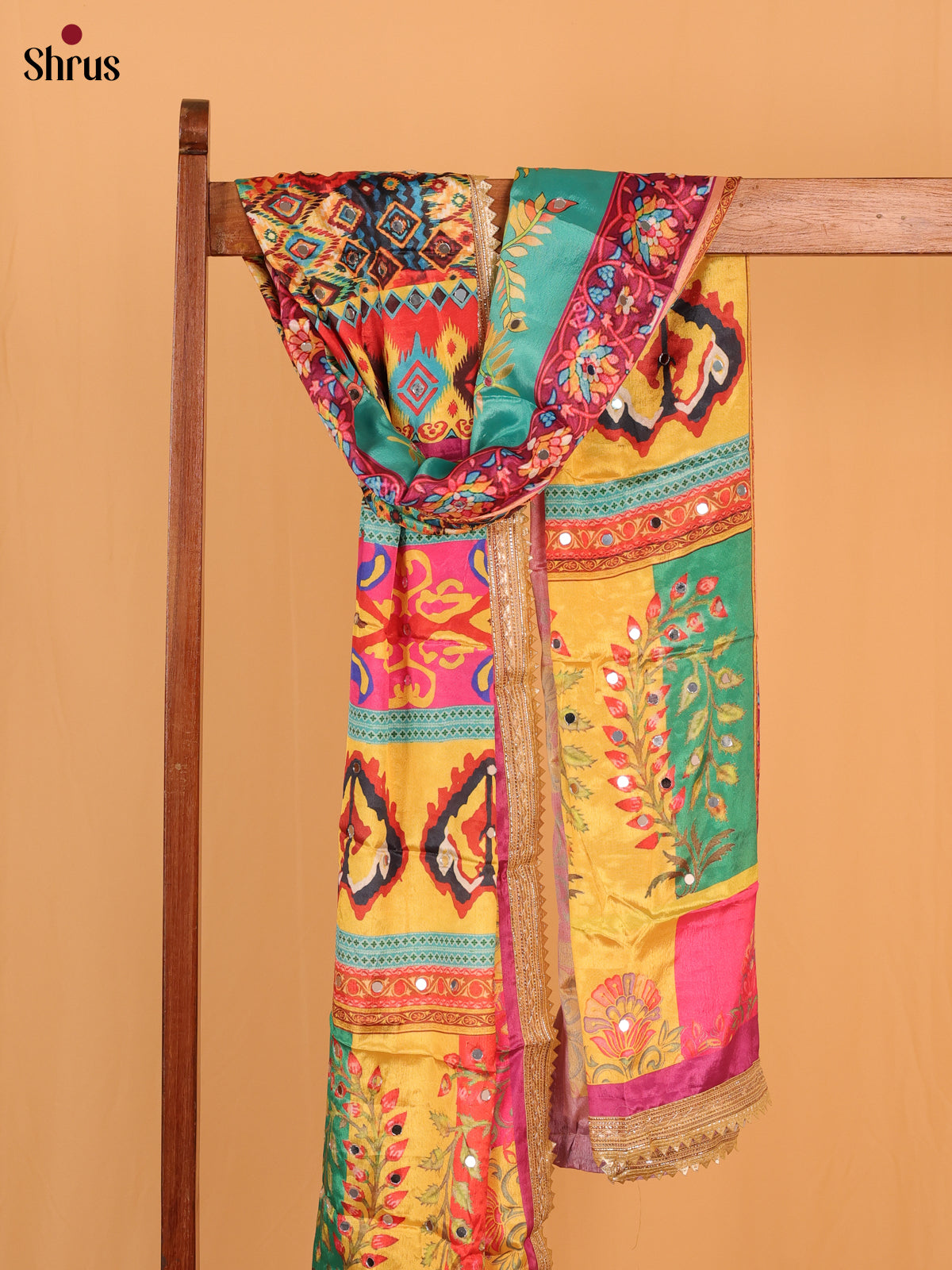 Multi Colour Geometric Semi Dola Dupatta