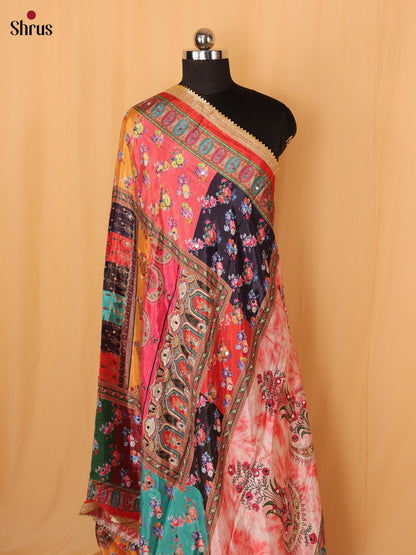 Multi Colour Floral Print Semi Dola Dupatta - Shop on Shrus.com