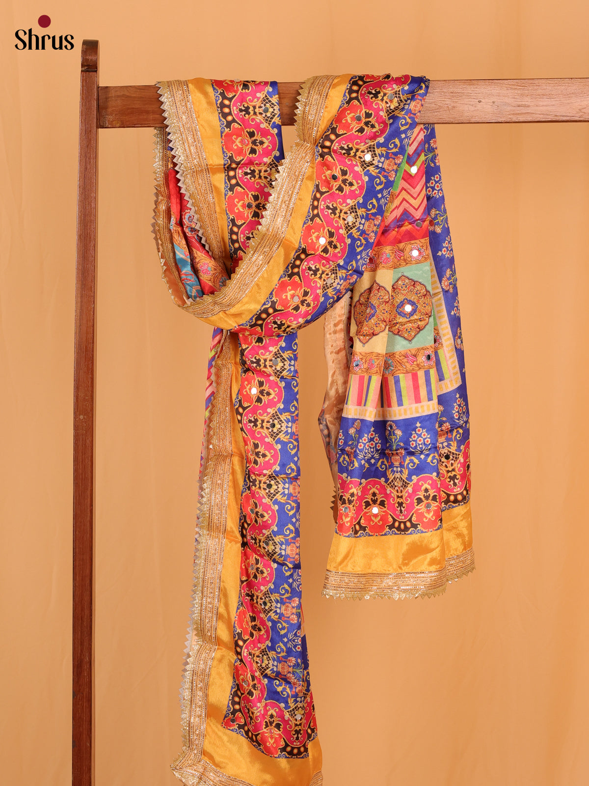 Multi Colour Floral Print Semi Dola Dupatta