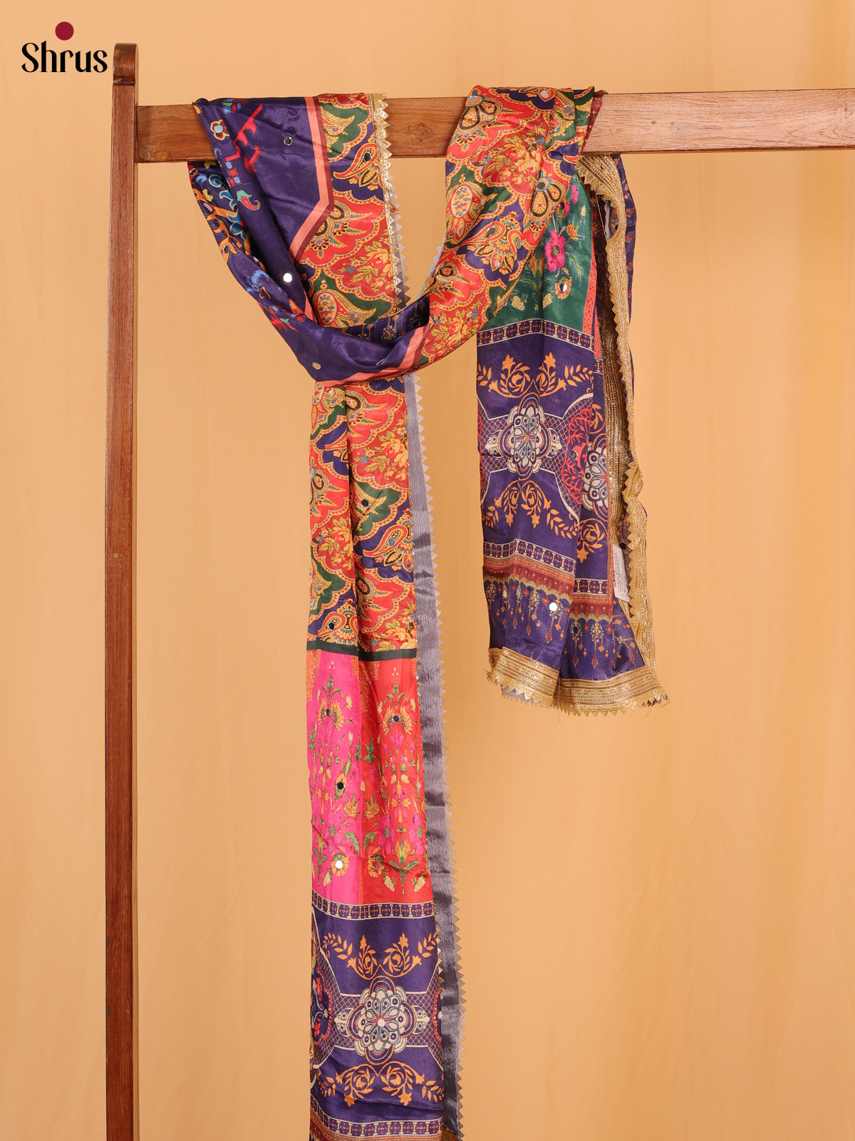 Multi Colour Floral Print Semi Dola Dupatta