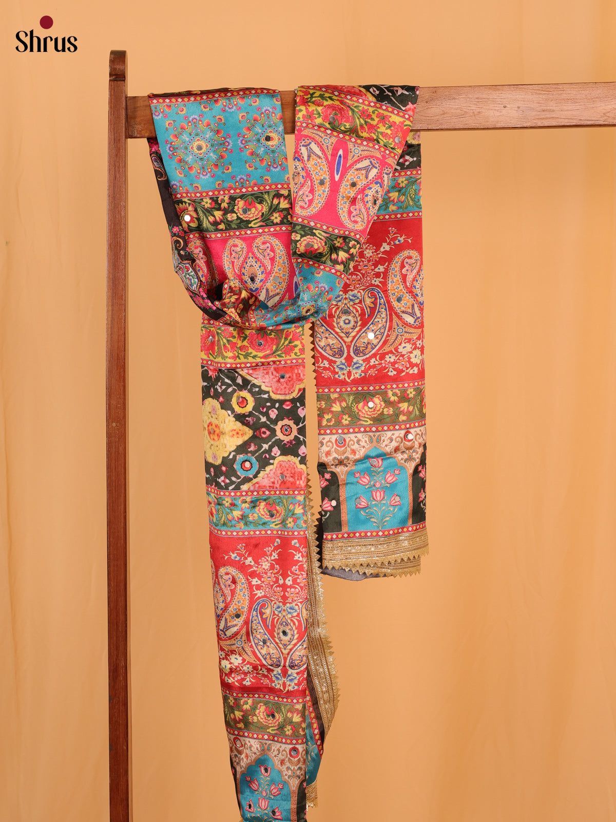 Multi Colour Floral Print Semi Dola Dupatta
