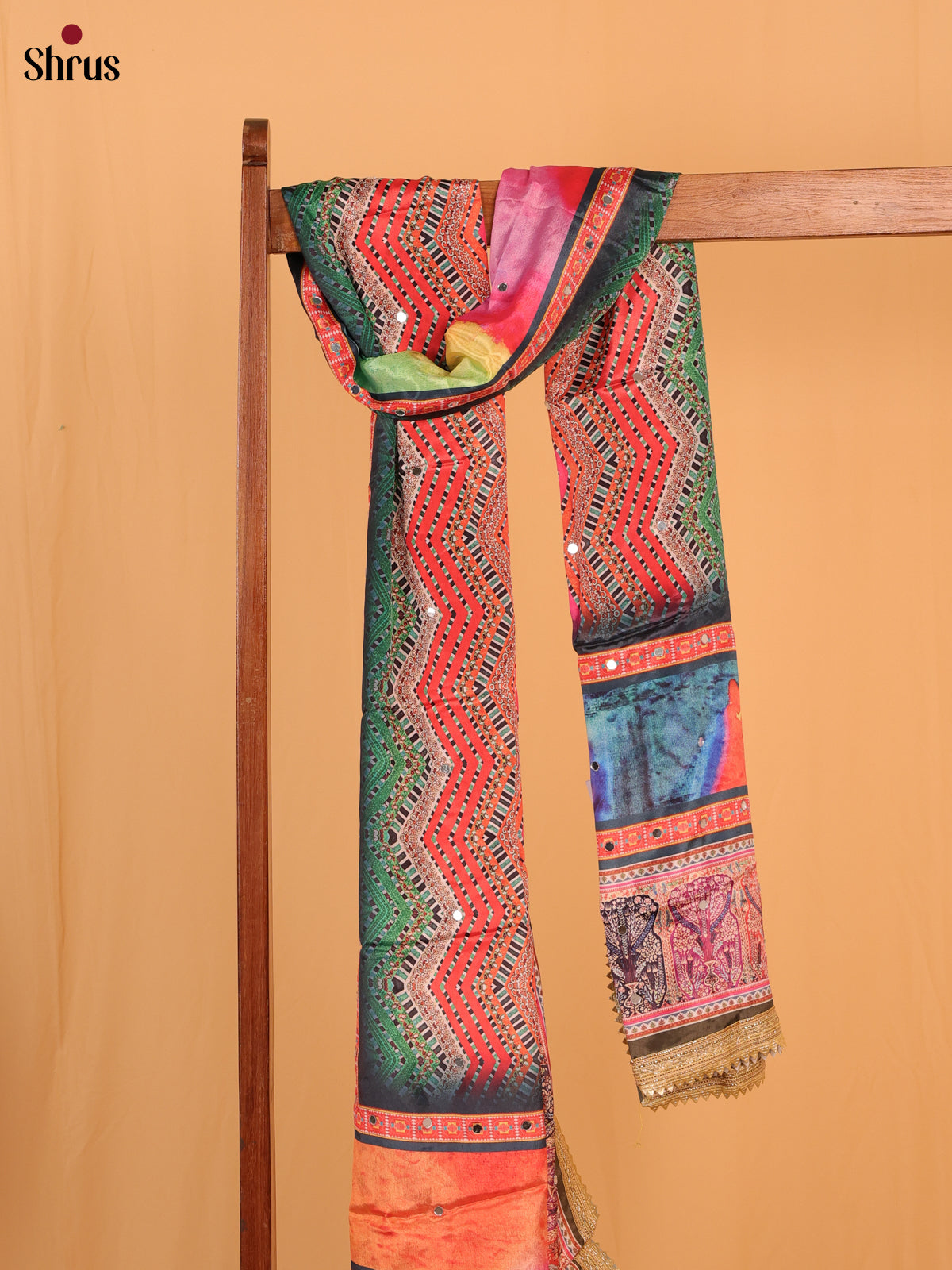 Multi Colour Floral Print Semi Dola Dupatta
