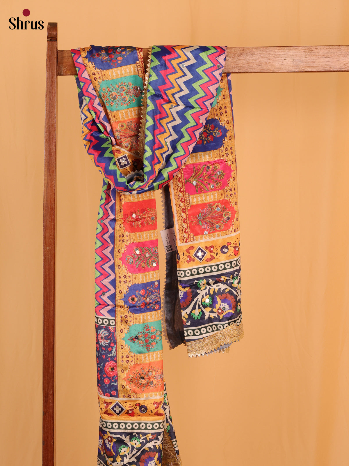 Multi Colour Floral Print Semi Dola Dupatta