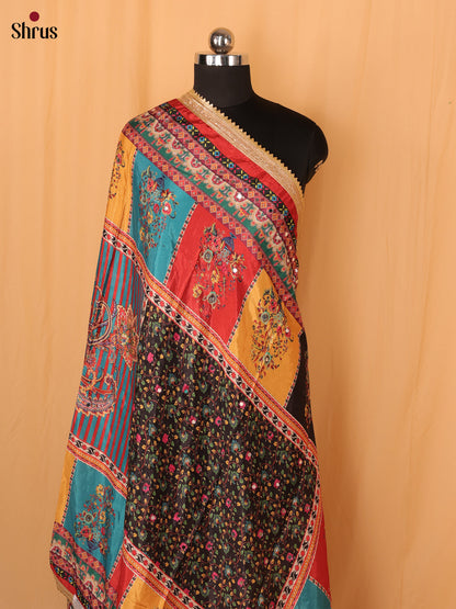 Multi Colour Floral Print Semi Dola Dupatta