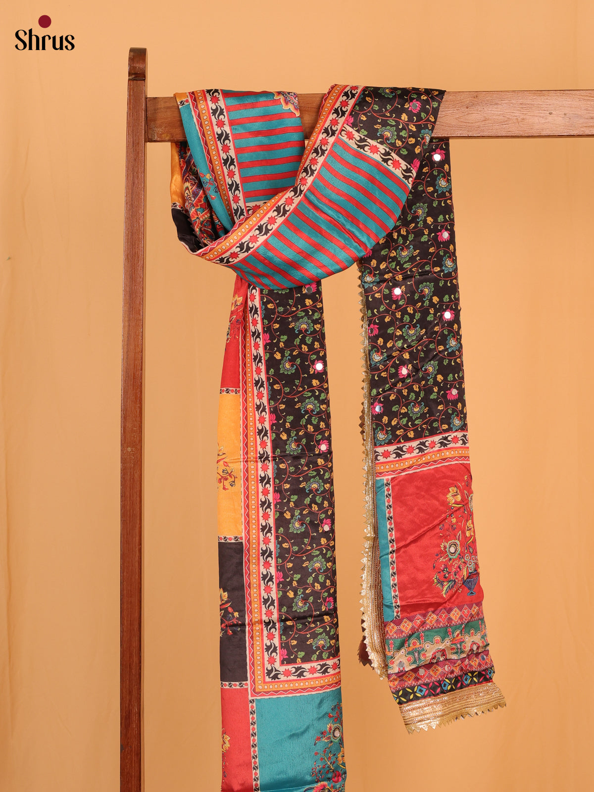 Multi Colour Floral Print Semi Dola Dupatta