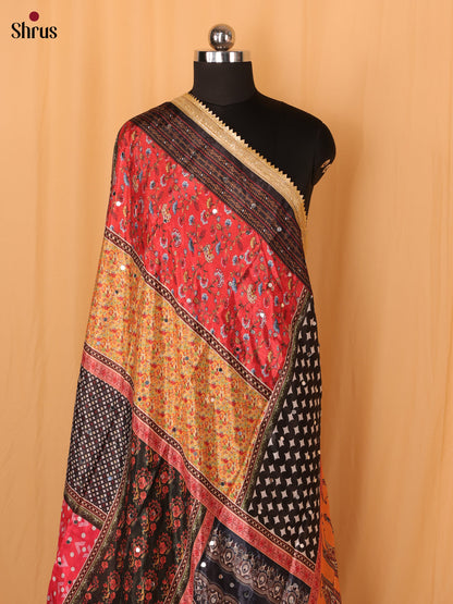 Multi Colour Floral Print Semi Dola Dupatta