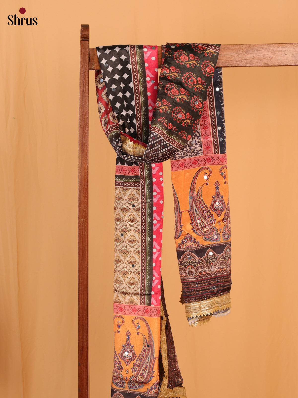 Multi Colour Floral Print Semi Dola Dupatta