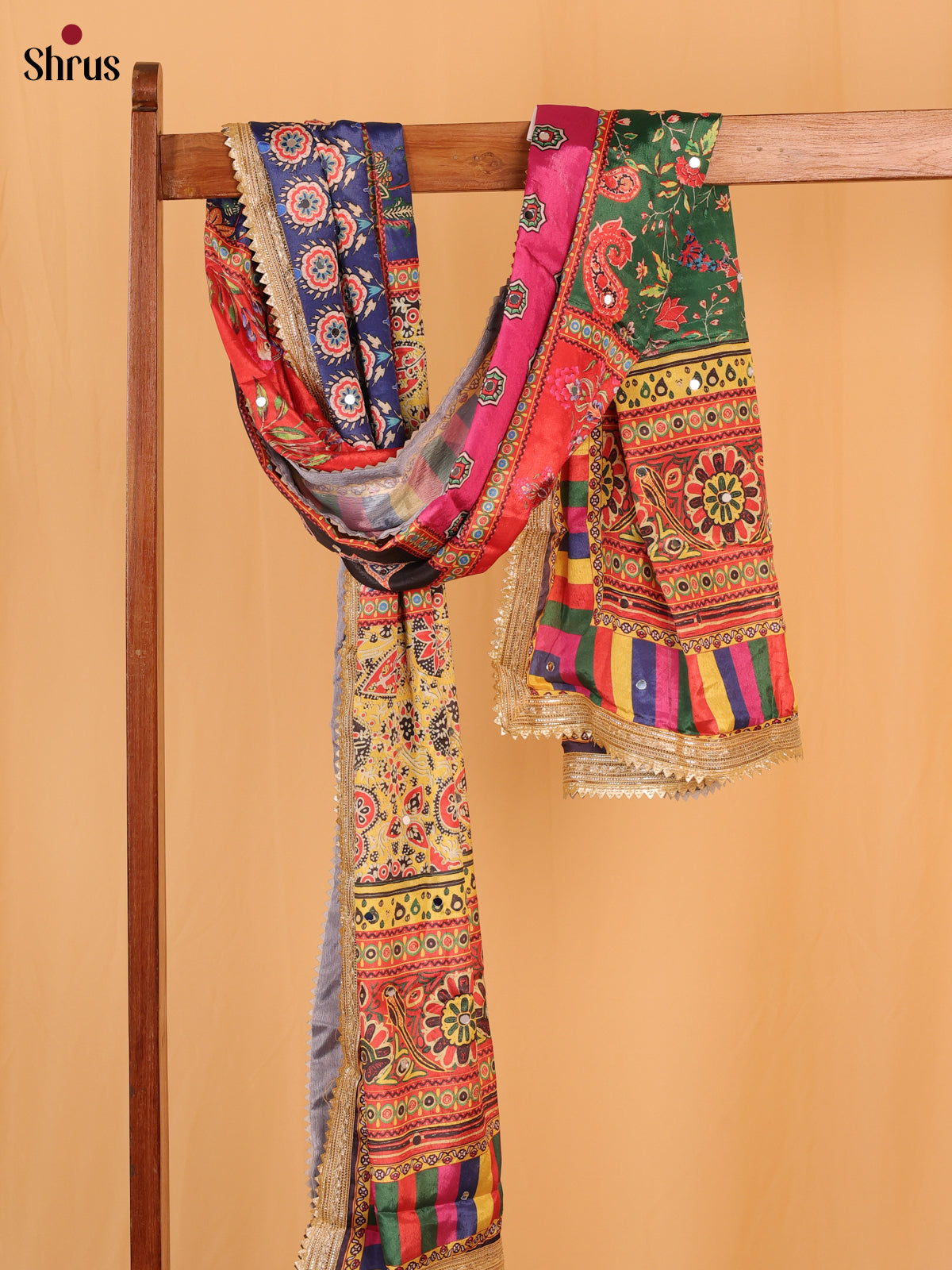 Multi Colour Floral Print Semi Dola Dupatta - MCL21161