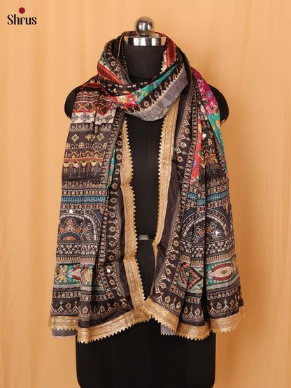 Multi Colour Floral Print Semi Dola Dupatta