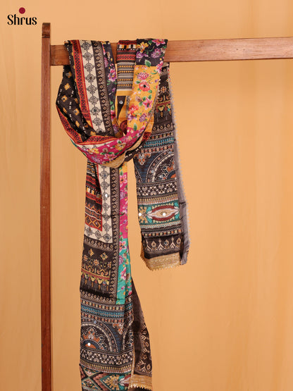 Multi Colour Floral Print Semi Dola Dupatta