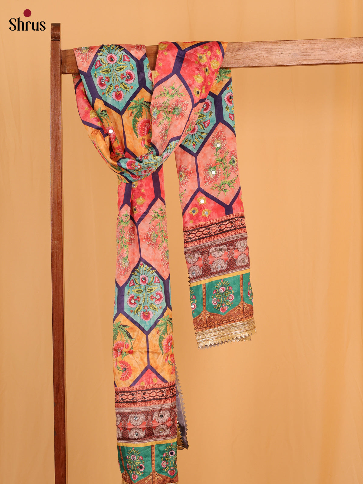 Multi Colour Floral Print Semi Dola Dupatta - MCL21163