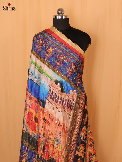 Multi Colour Floral Print Semi Dola Dupatta - MCL21164