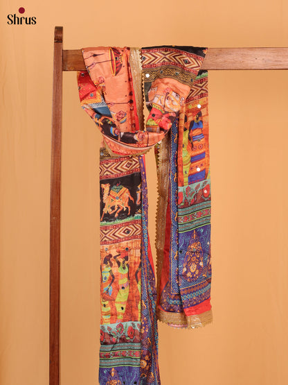 Multi Colour Floral Print Semi Dola Dupatta - MCL21164