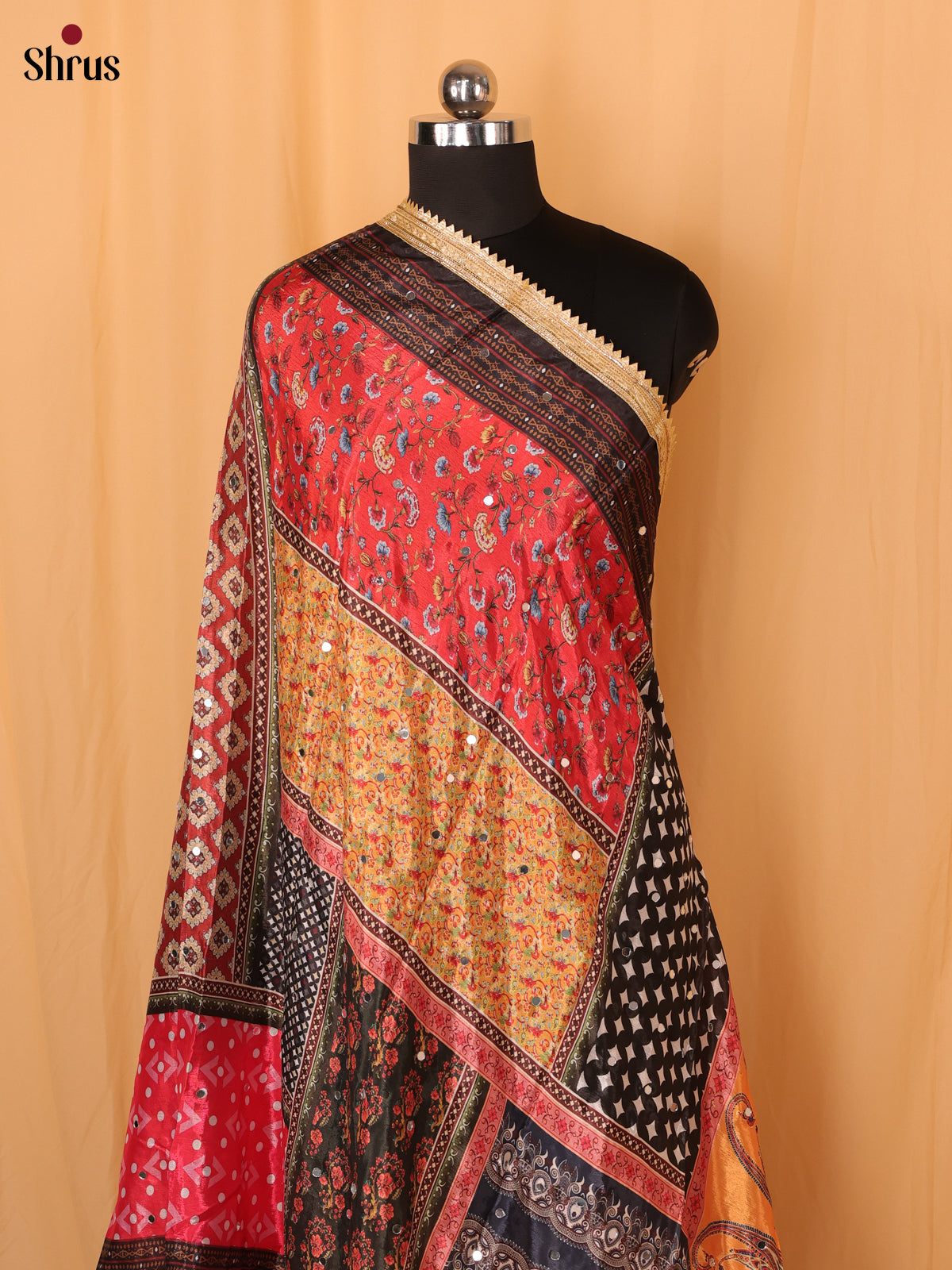 Multi Colour Floral Print Semi Dola Dupatta - MCL21165