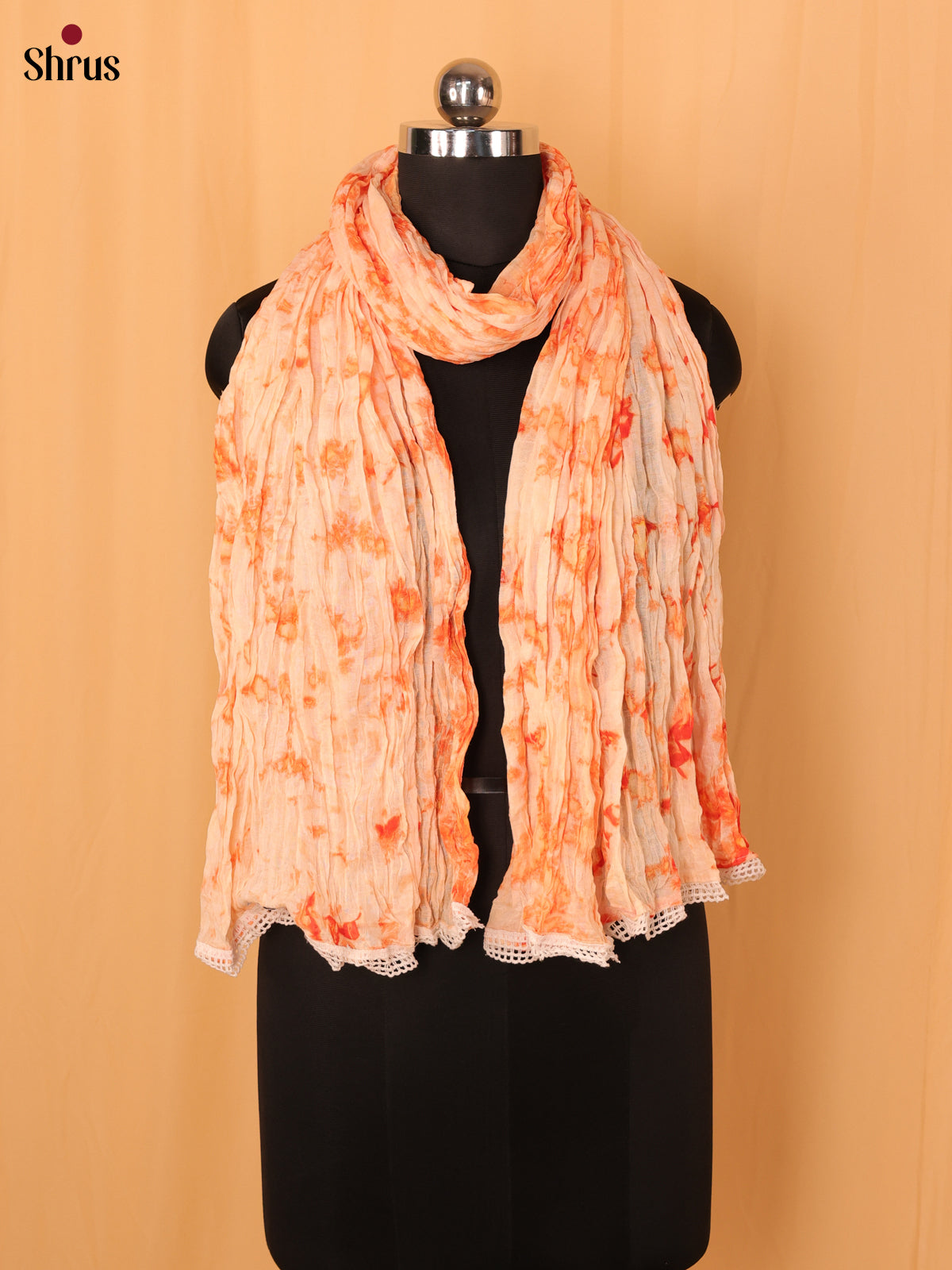Orange Shibori Cotton Dupatta - MCL21166 - MCL21167