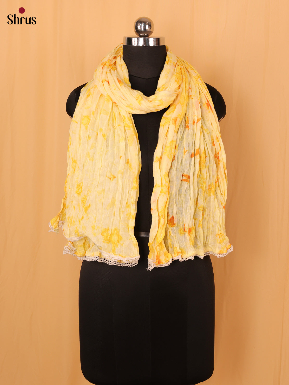 Yellow Shibori Cotton Dupatta - MCL21168
