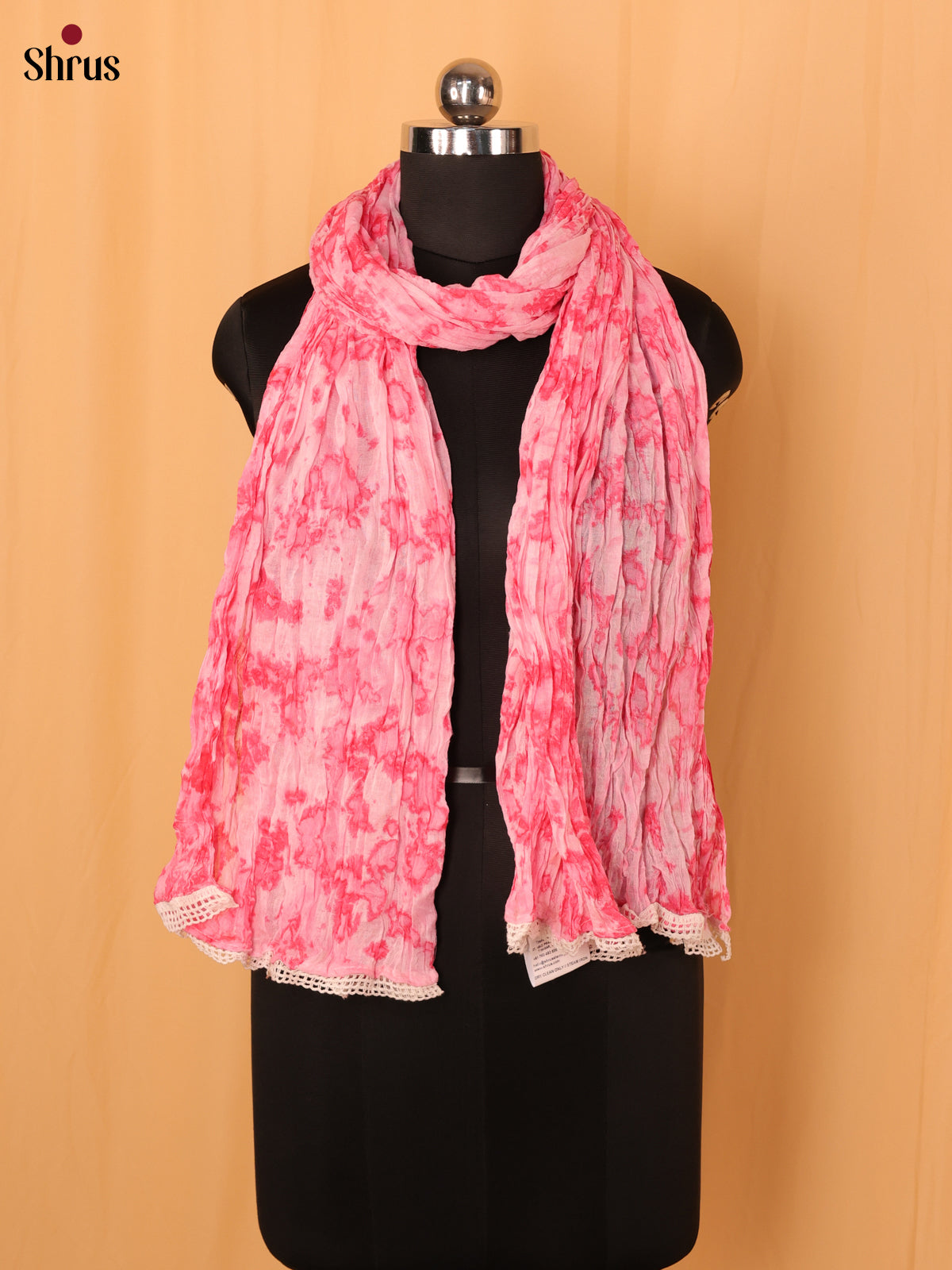 Pink Shibori Cotton Dupatta - MCL21169