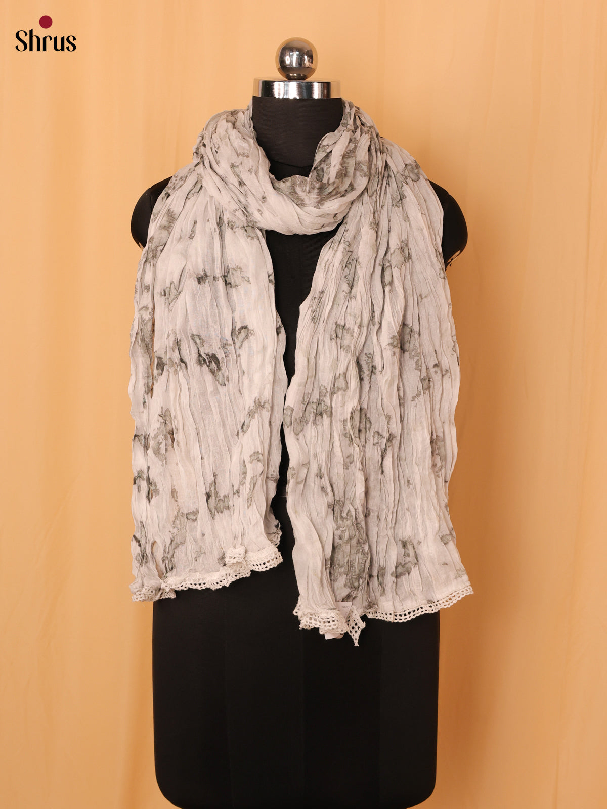 Grey Shibori Cotton Dupatta - MCL21170