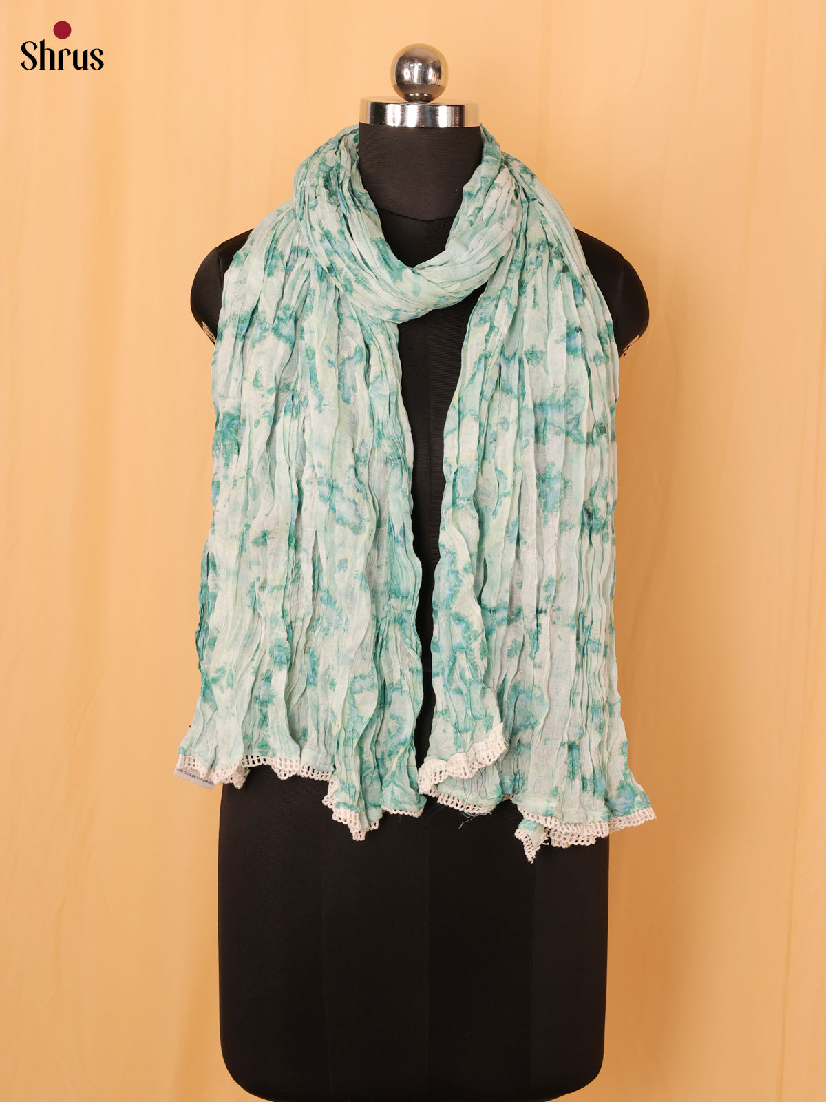 Green Shibori Cotton Dupatta - MCL21171