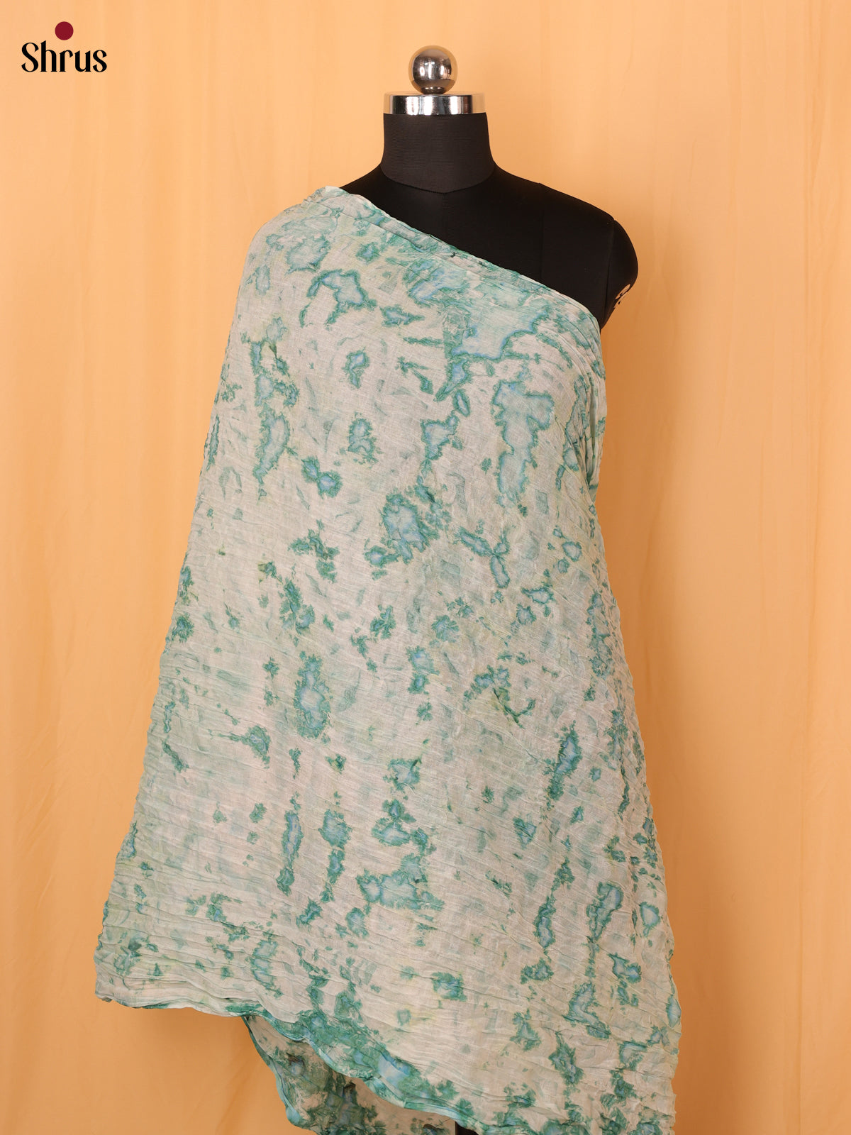 Green Shibori Cotton Dupatta - MCL21171