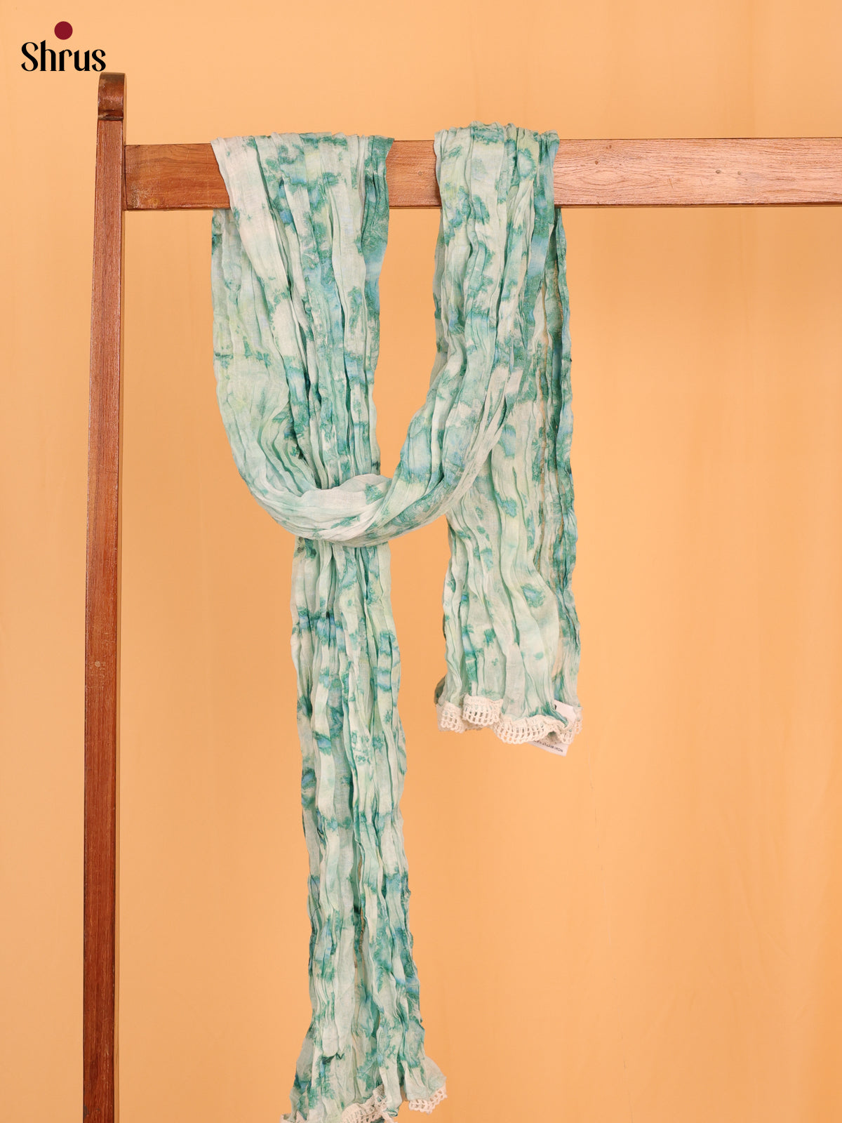 Green Shibori Cotton Dupatta - MCL21171