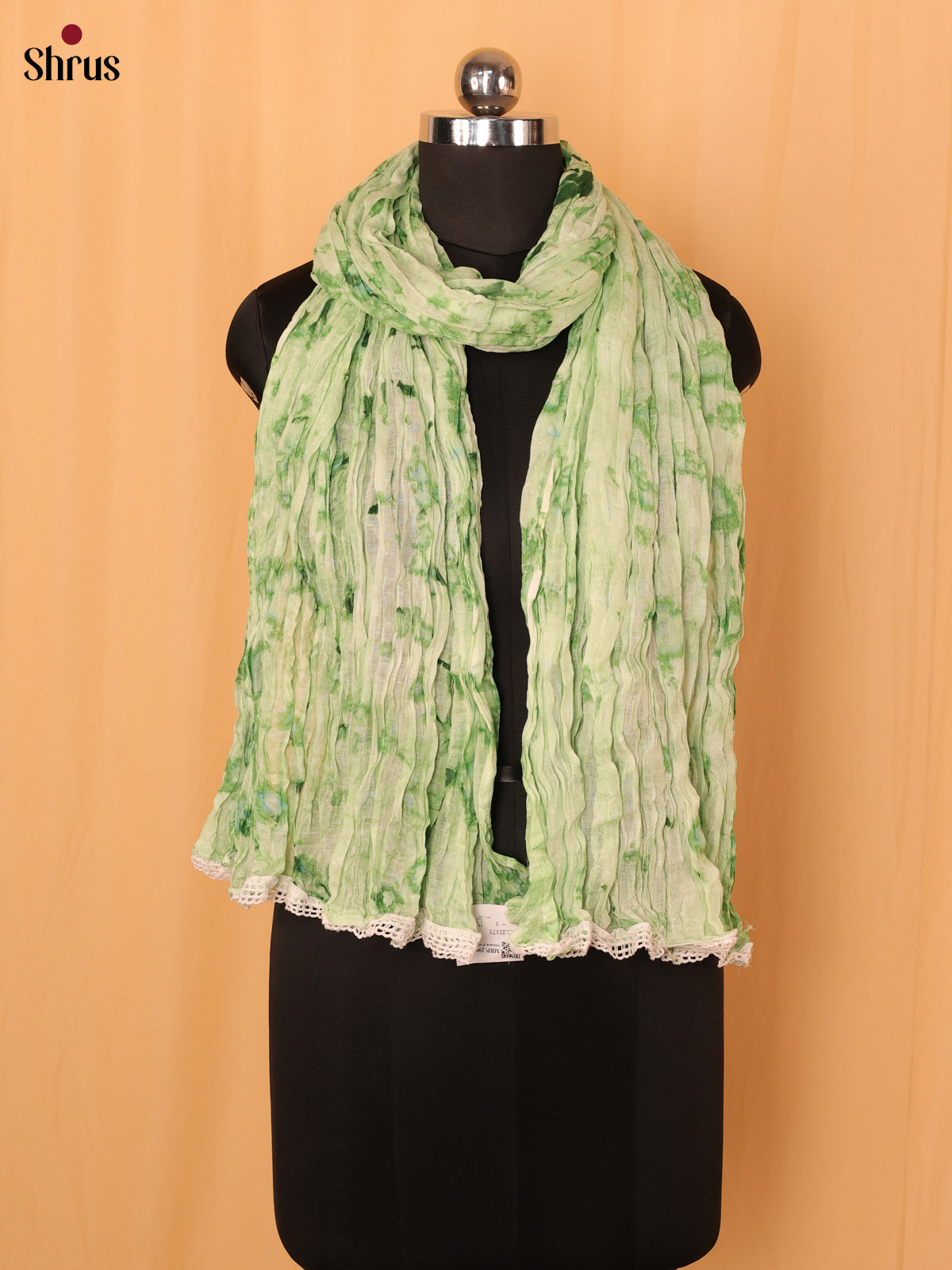 Green Shibori Cotton Dupatta - MCL21173