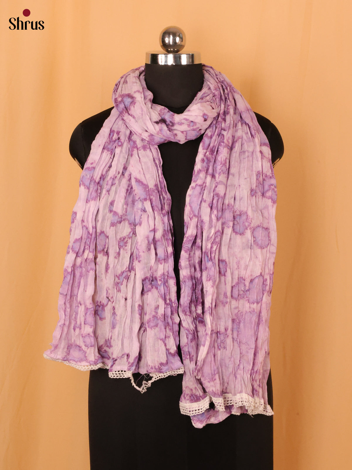 Lavender Shibori Cotton Dupatta - MCL21174