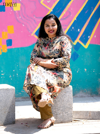 Multi Floral Printed colour Rayon Kurti