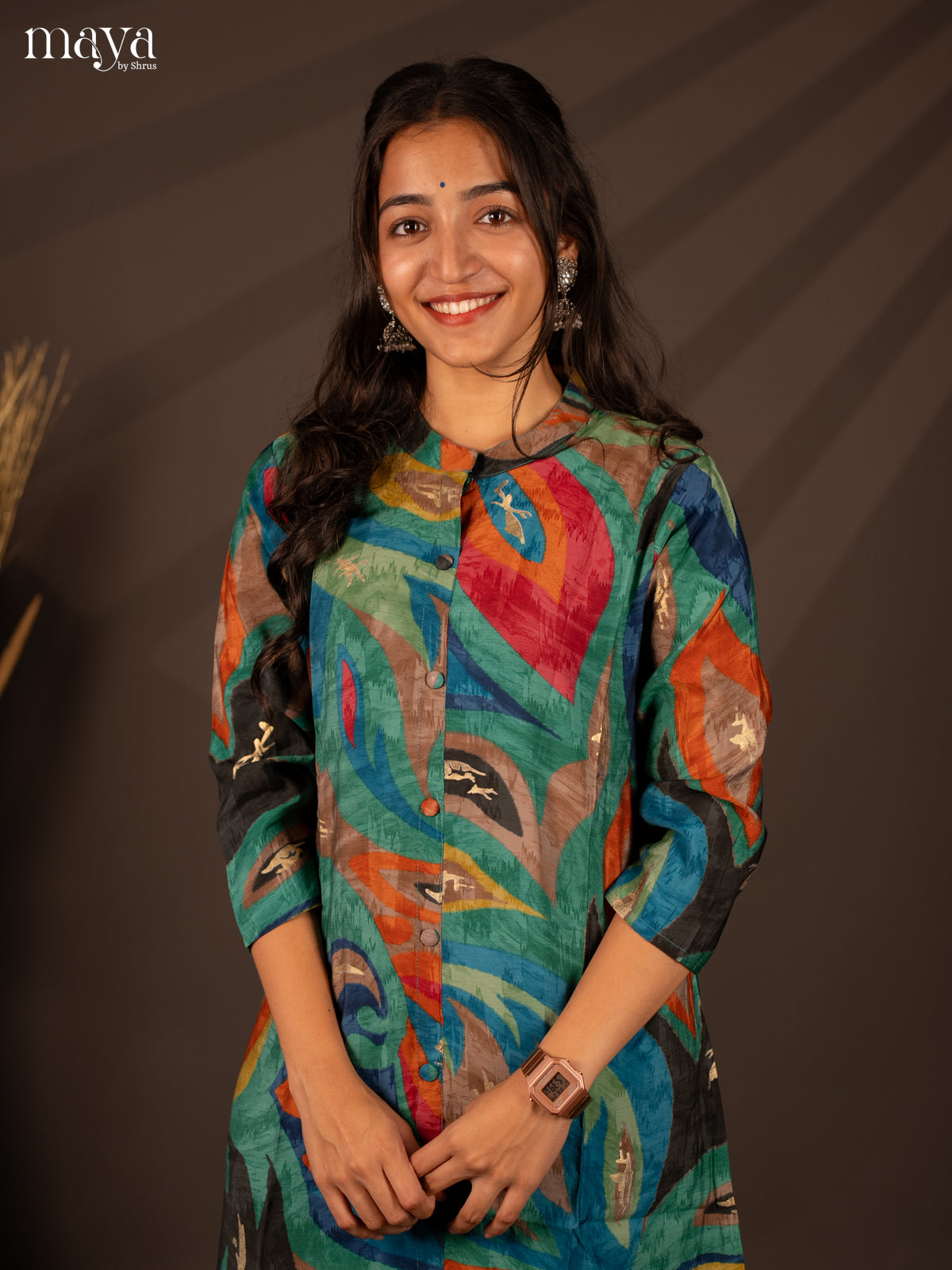 Multi Colour Floral Printed Rayon Kurti
