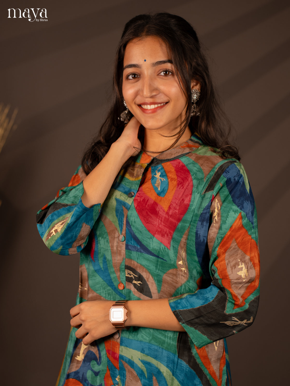 Multi Colour Floral Printed Rayon Kurti