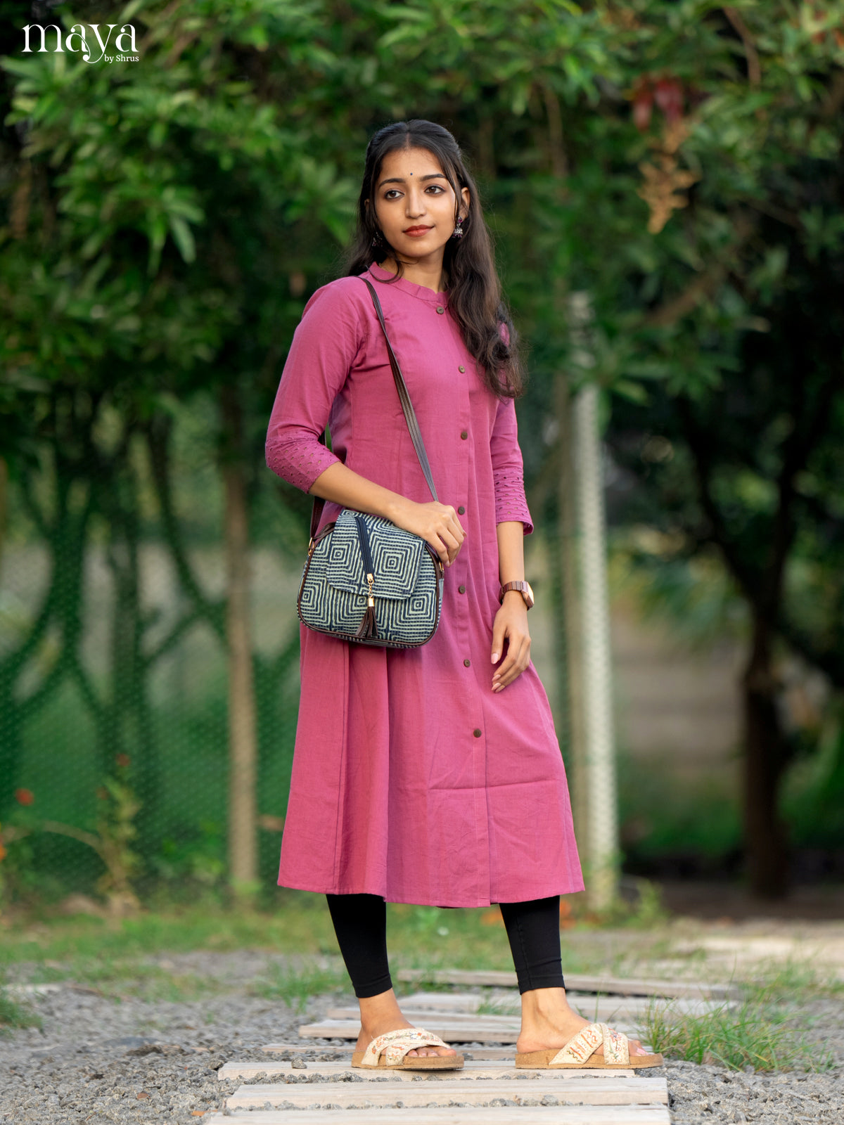 Solid Pink Cotton Kurti