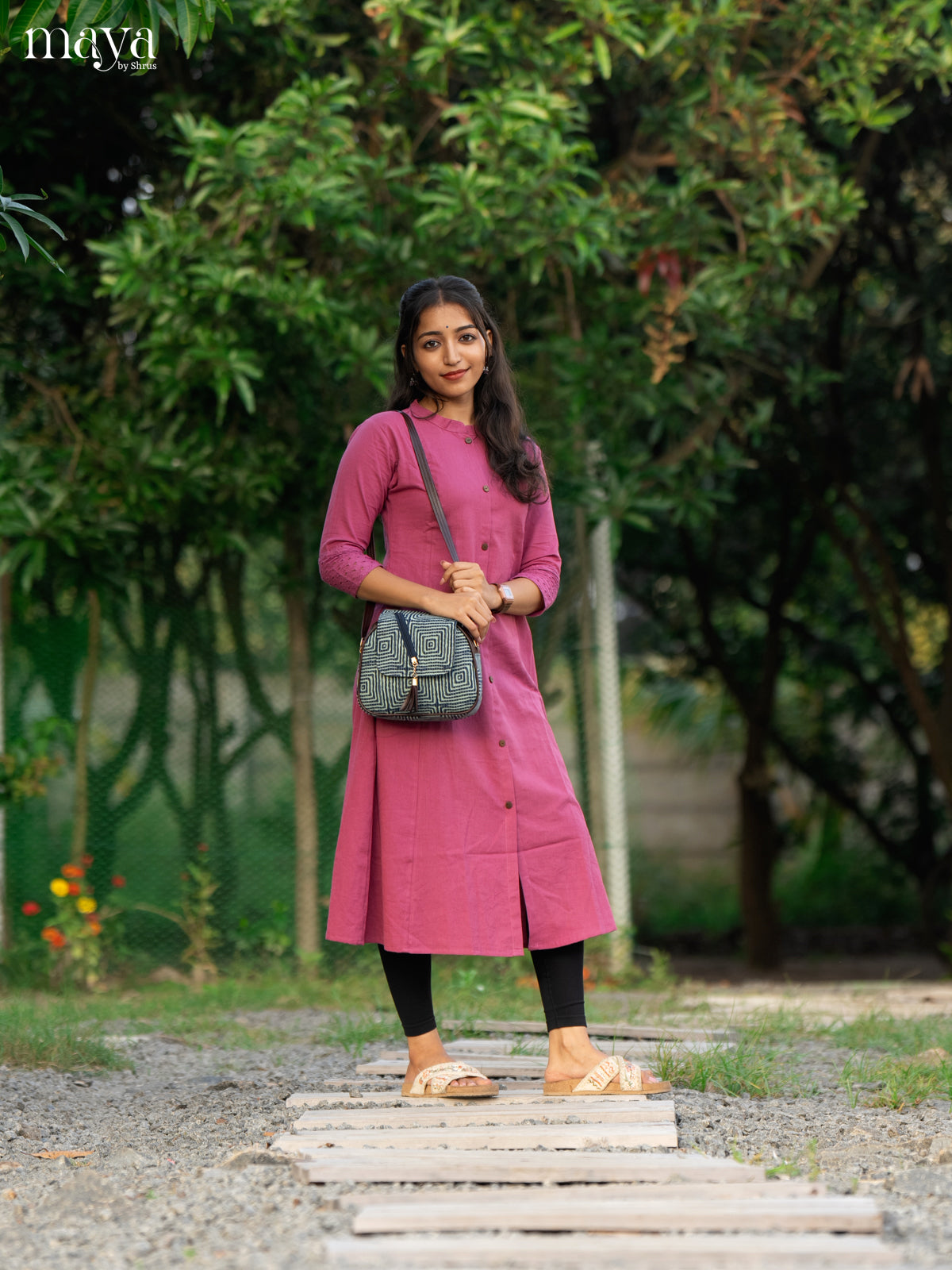 Solid Pink Cotton Kurti