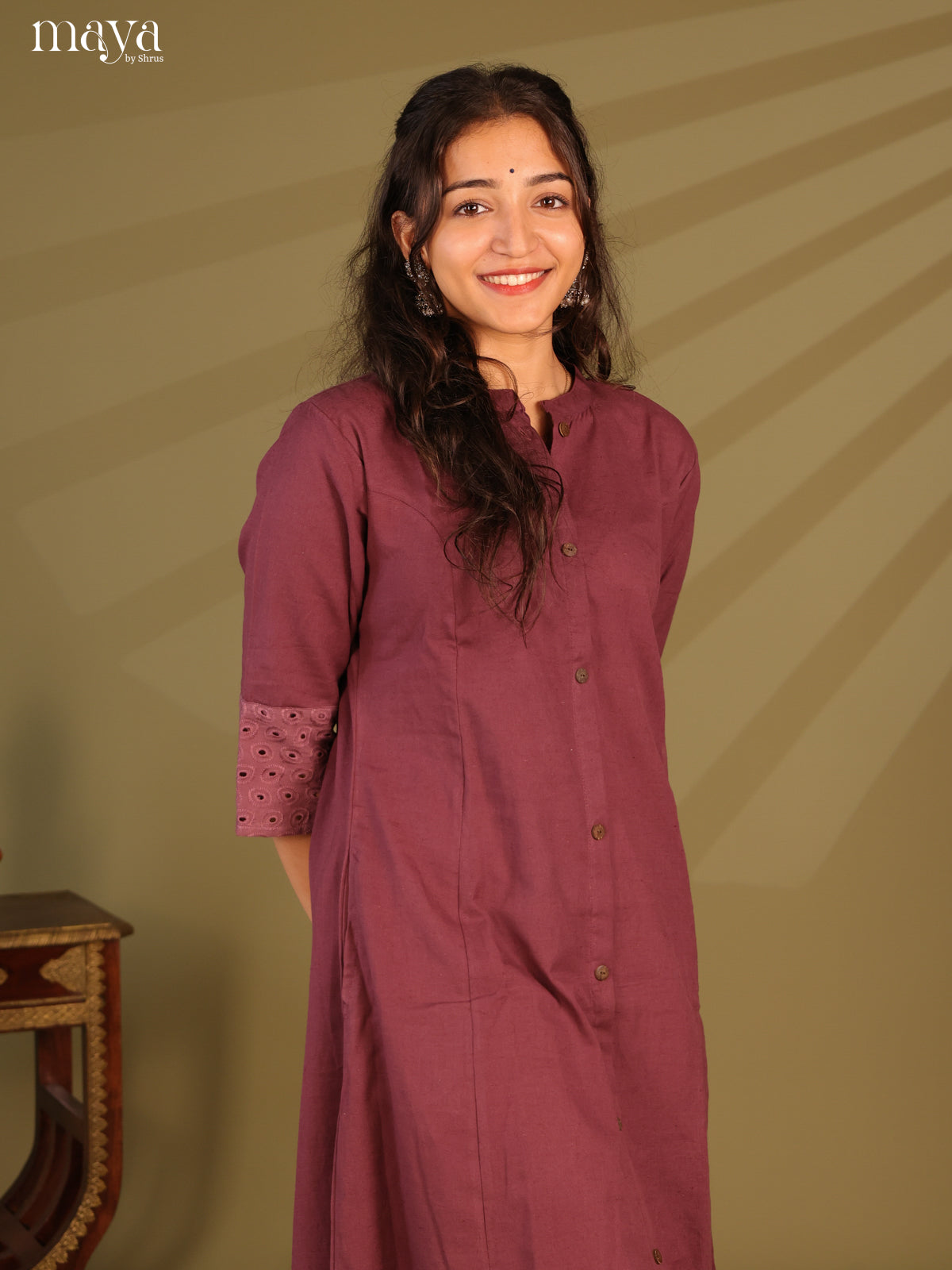 Solid Purple Cotton Kurti