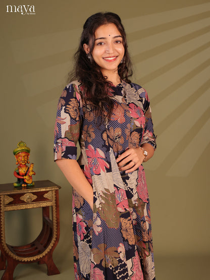 Floral Printed Multi Colour Rayon Kurti