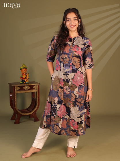 Floral Printed Multi Colour Rayon Kurti
