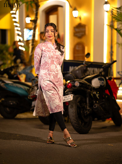Pink Floral Printed Rayon Kurti