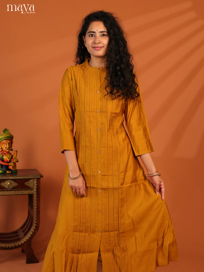 Mustard Pintuck Rayon Kurti