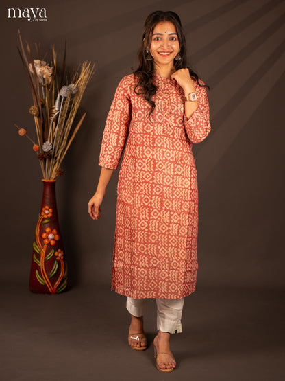 Pink Bhatik Print Cotton Kurti