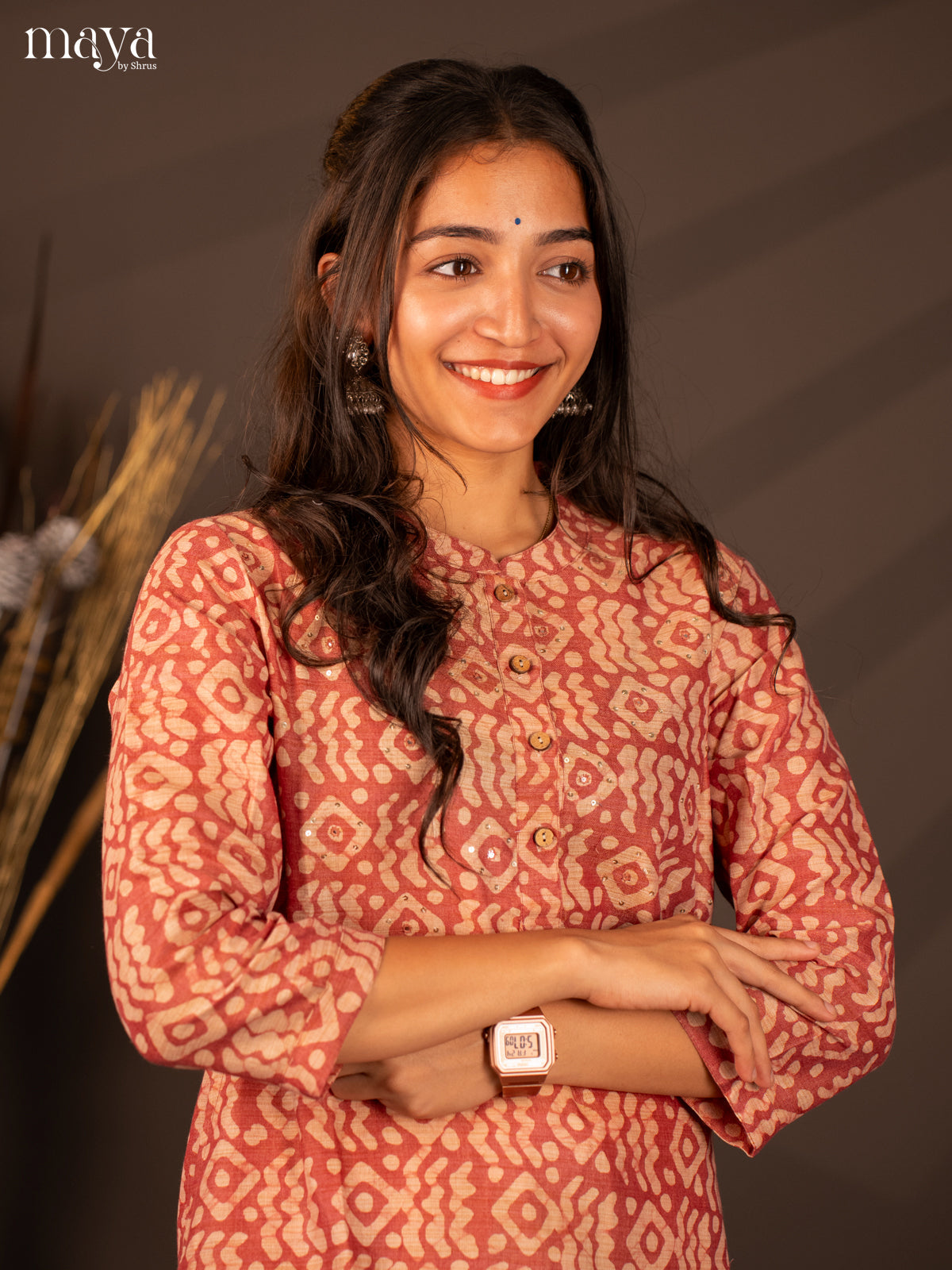 Pink Bhatik Print Cotton Kurti