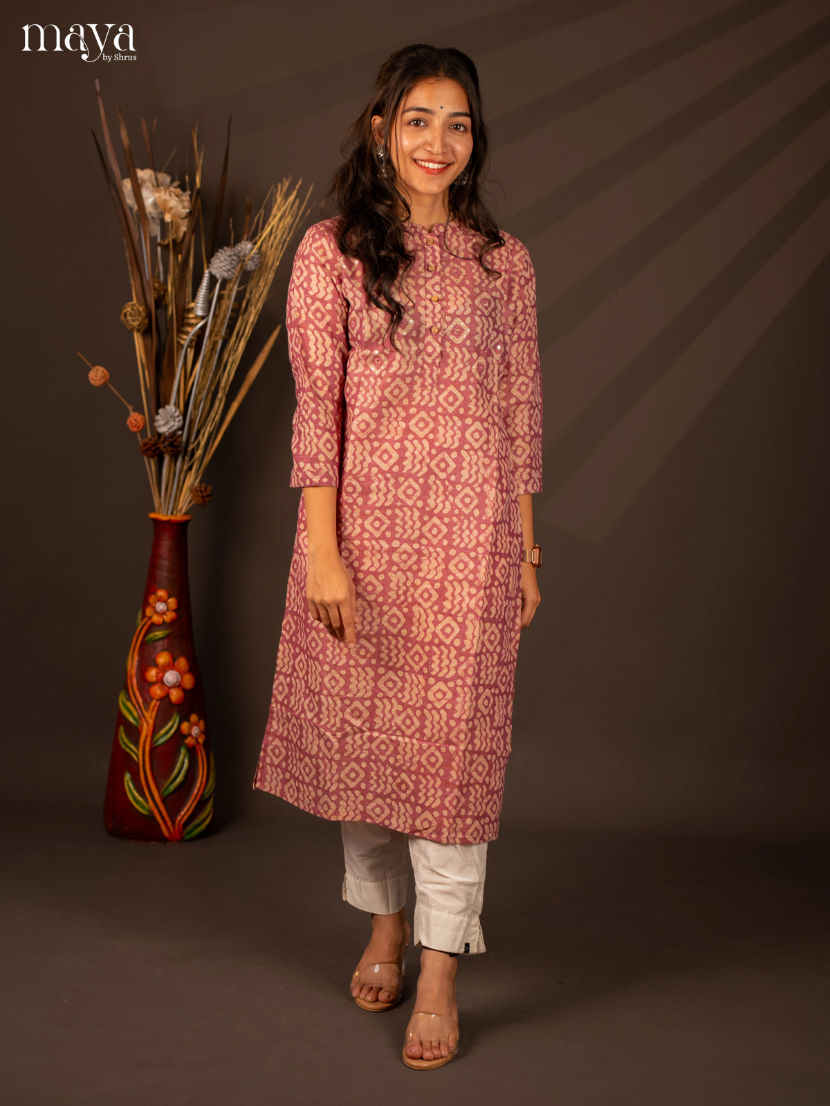 Majenta Batik Printed Cotton Kurti