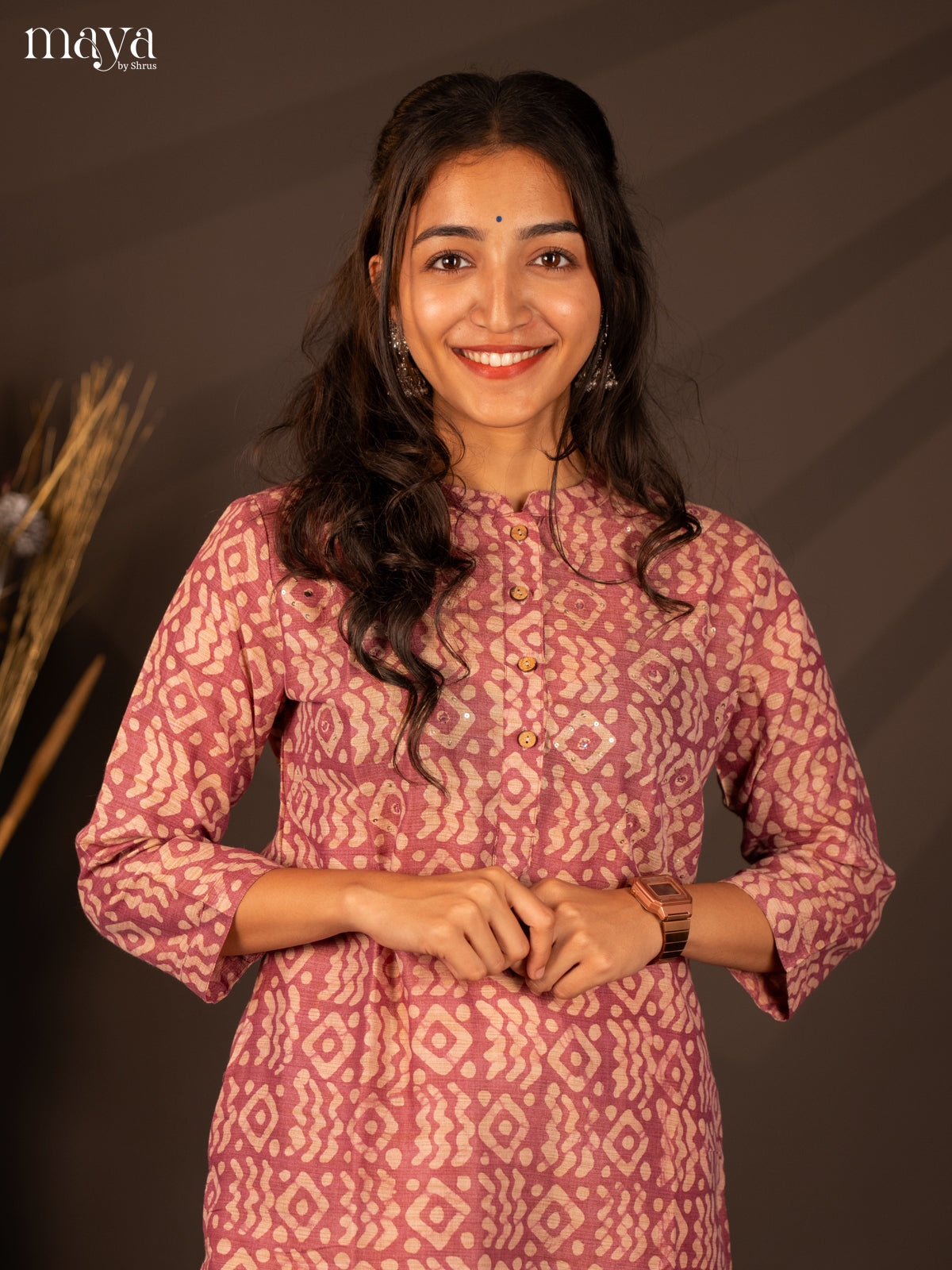 Majenta Batik Printed Cotton Kurti
