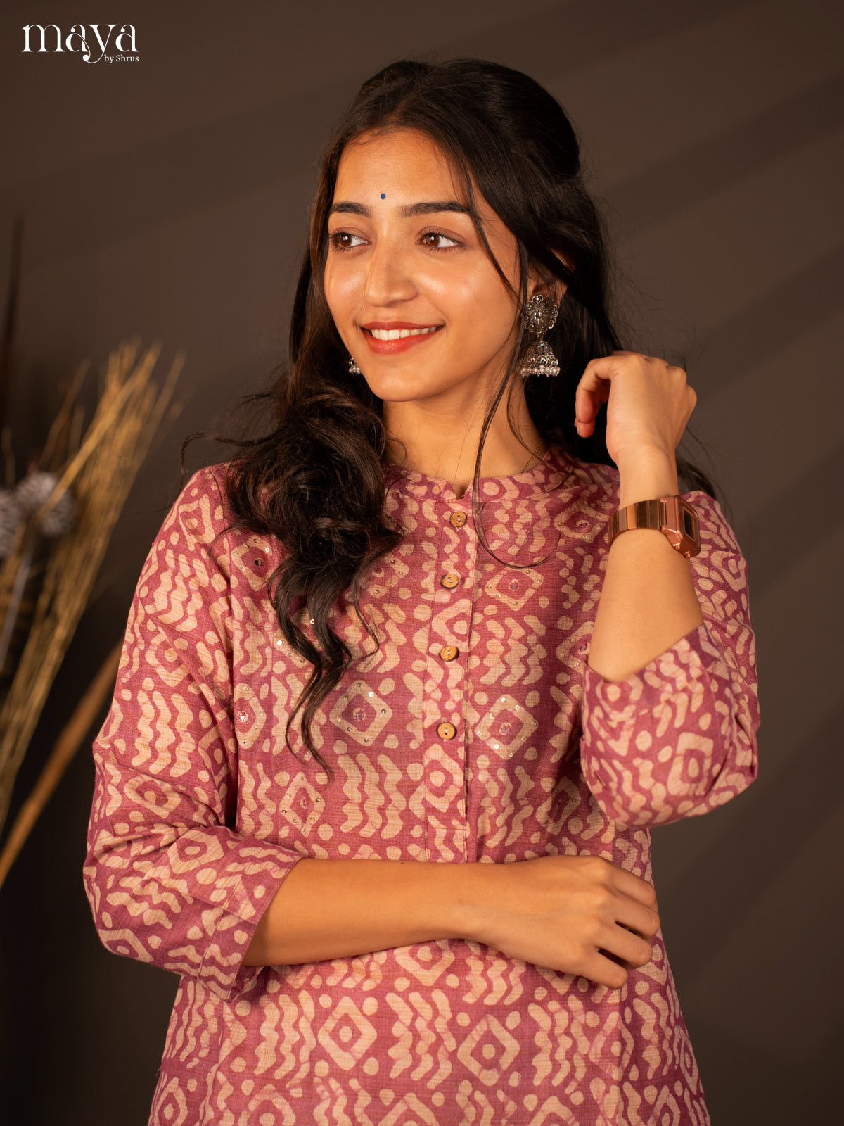 Majenta Batik Printed Cotton Kurti