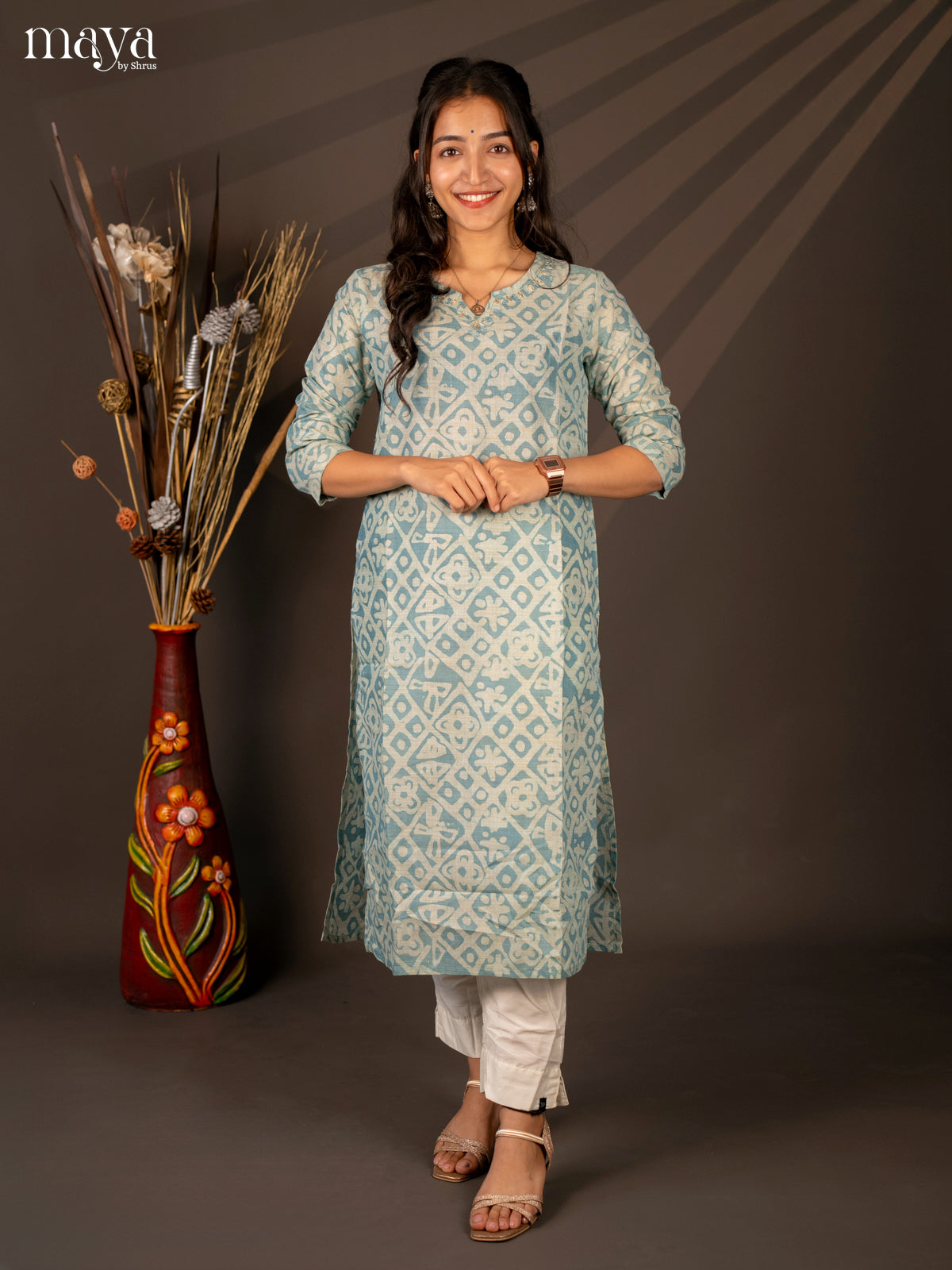 Blue Batik Printed Cotton Kutri