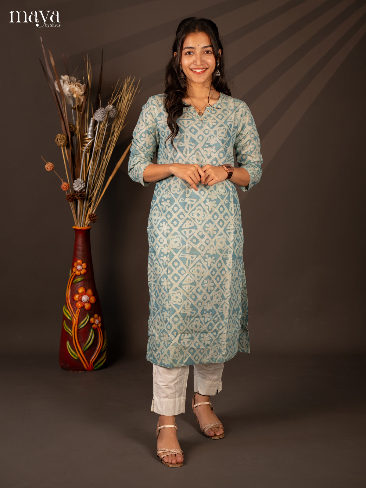 Blue Batik Printed Cotton Kutri