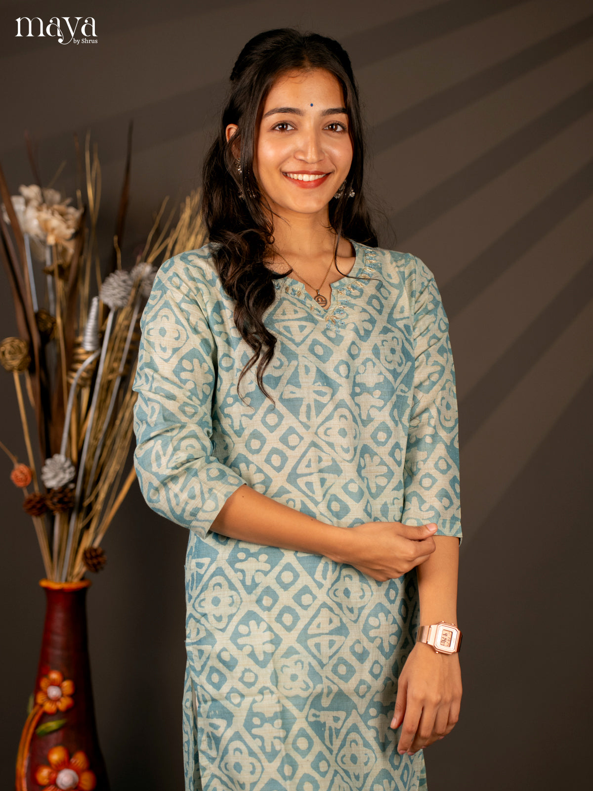 Blue Batik Printed Cotton Kutri