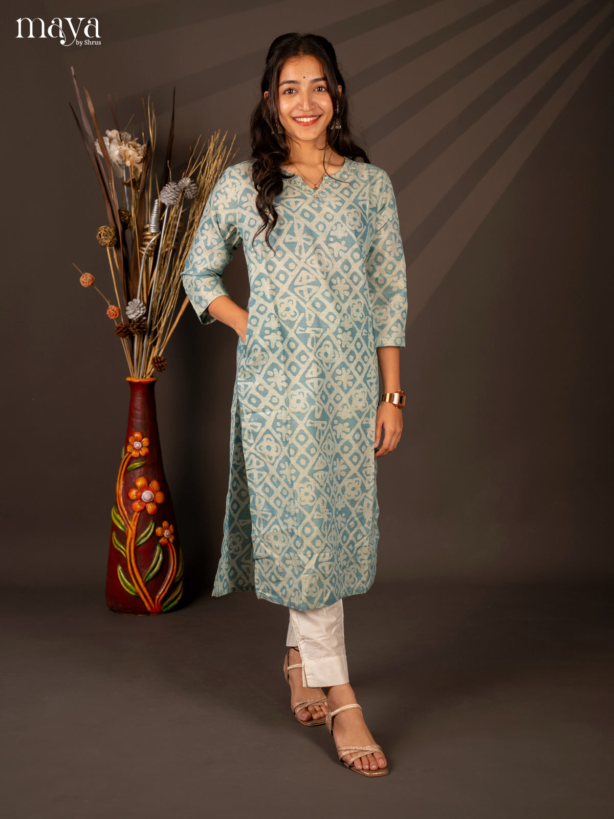Blue Batik Printed Cotton Kutri