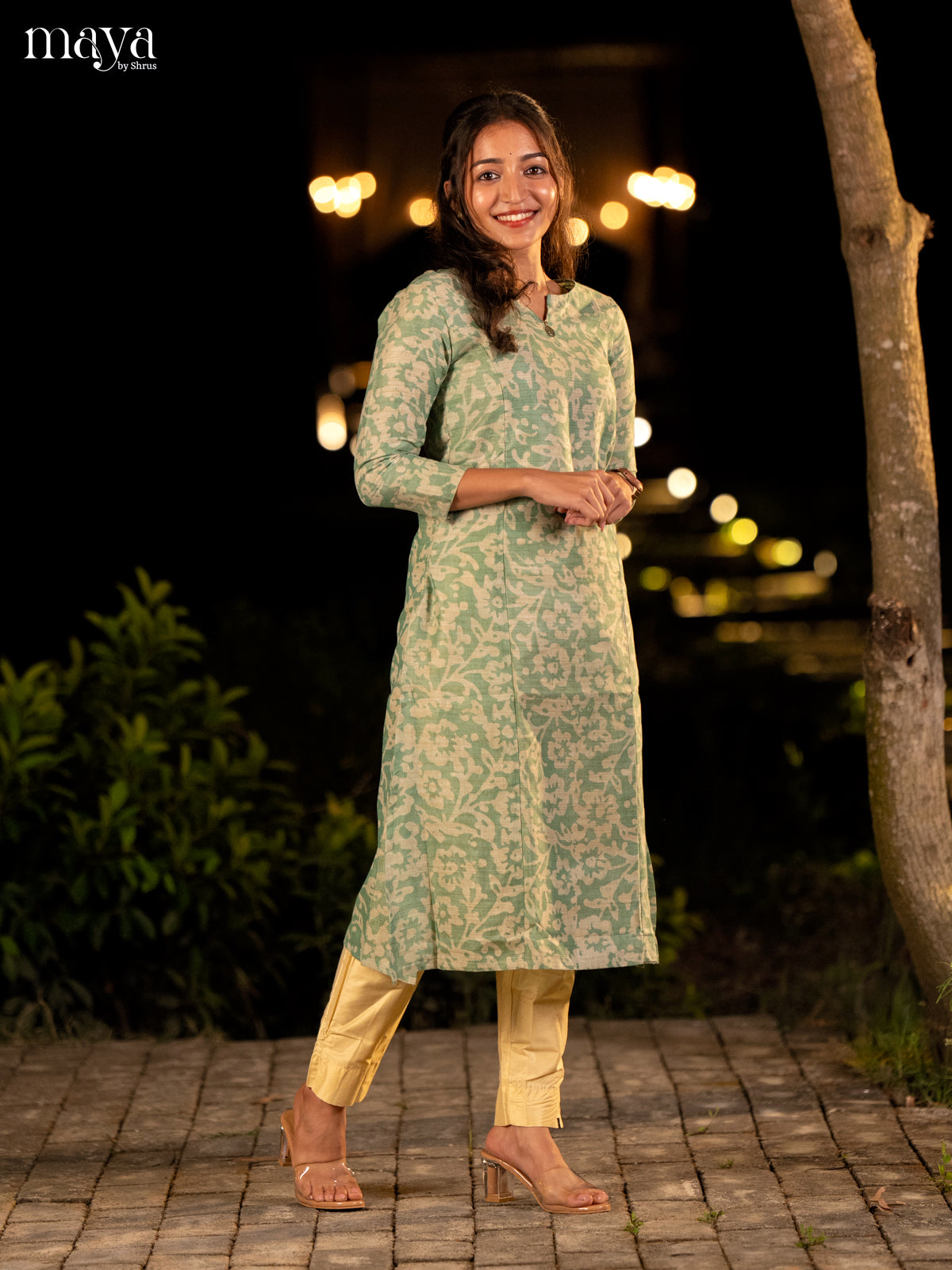 Green Batik Printed Cotton Kurti